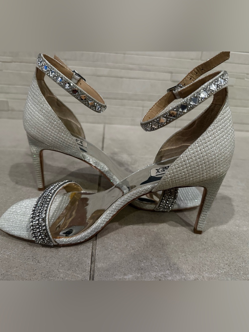 💎 Badgley Mischka Logan Crystal Embellished Stiletto Heels – Size 9 - Picture 3 of 4